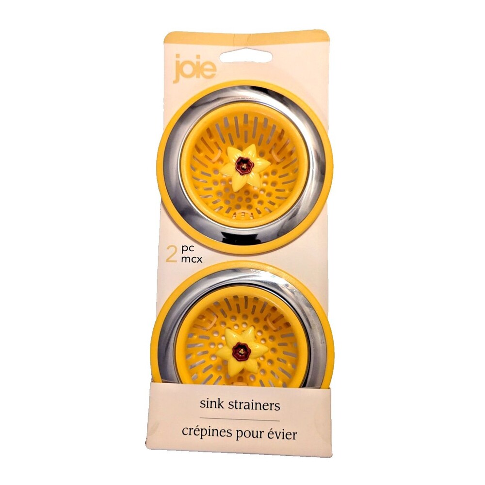 Joie Daffodil Kitchen Sink Strainers 2-pk Yellow Basket Drain Cover Kitchen NEW